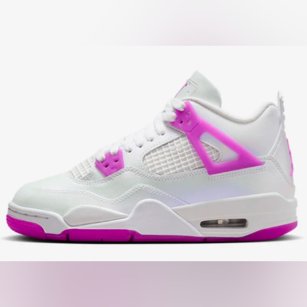 Kids Jordan 4 Pink And White Retro Sneakers